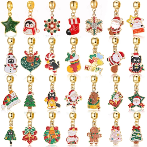 Pendentifs de Noël en Alliage Émail DIY Accessoire Bijoux Père Noël Bonhomme de Neige Renne Flocon de Neige pour Bracelet Collier