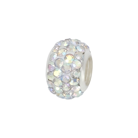 Legierung AB Strass Großloch Charm Perle Versilbert Zylindrisch Kristall Pavé Lose Zwischenperlen Für DIY Armband Halskette Schmuckherstellung