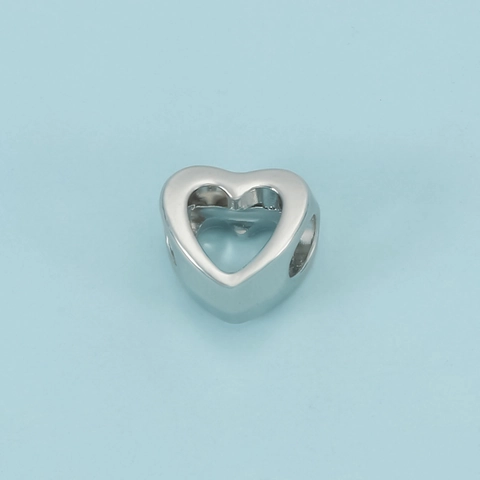 Cuentas Espaciadoras de Aleación en Forma de Corazón Calado Color Plata para DIY Pulsera Collar Accesorio de Joyería Regalo Mujer Joyería