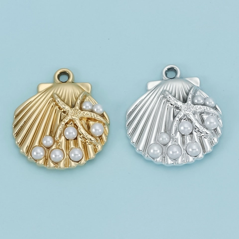 Oceaan Serie Legering Marine Hangers Schelp Wulk Zeester Koraal Met Kunstparel Strass Voor DIY Sieraden Maken Accessoires