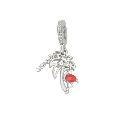Tropical Alloy Coconut Tree Flamingo Charm Alloy Rhinestone Enamel Pendant For DIY Bracelet Keychain Women Jewelry Accessory