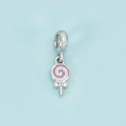 Cartoon Pink White Lollipop DIY Pendant Alloy Electroplated Jewelry Accessories For Women Girls Handcrafted Charms