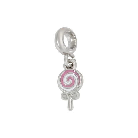 Cartoon Pink White Lollipop DIY Pendant Alloy Electroplated Jewelry Accessories For Women Girls Handcrafted Charms