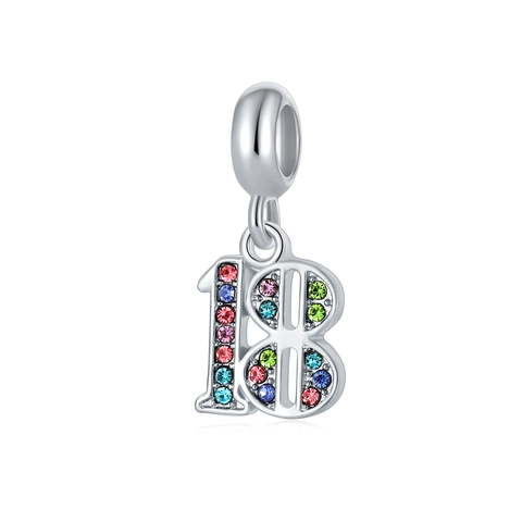 Alloy Colorful Rhinestone Number 16 18 21 Charm Pendant For DIY Jewelry Making Bracelet Necklace Birthday Gift For Women