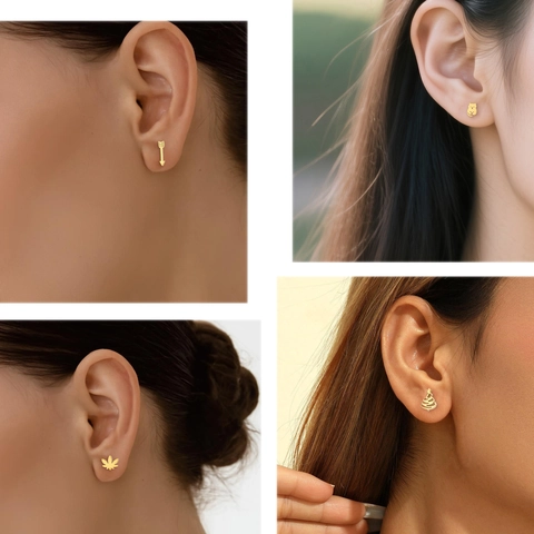 Minimalistische Titan Edelstahl Ohrstecker Für Herren Damen Unisex Tier Blatt Schmetterling Pfeil Form Punk Ohrstecker Schmuck
