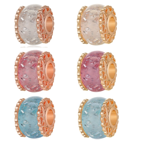 Silver Foil Resin Beads Heart Charm With Hollow Metal Caps For DIY Bracelet Necklace Jewelry Making Phone Chain Accessory