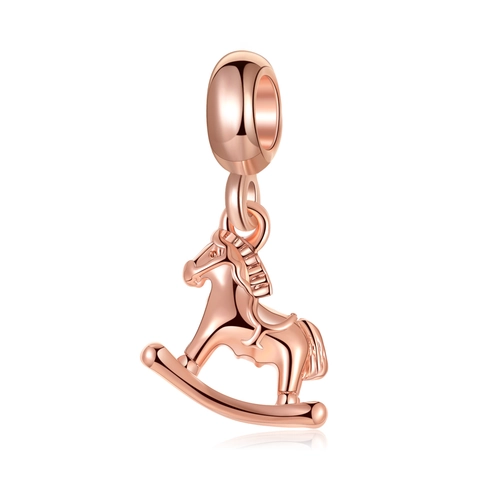 Rose Gold Alloy Rocking Horse Charm Pendant For DIY Bracelet Necklace Making Cute Animal Jewelry Accessories For Women Kids