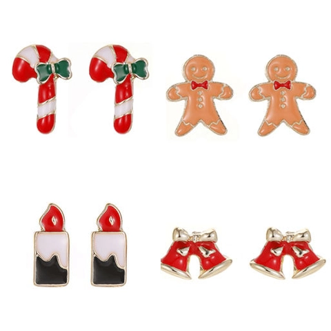 Orecchini Natalizi in Lega Smaltata per Uomo Donna Babbo Natale Renna Albero di Natale Fiocco di Neve Orecchini a Bottone e Gancio Gioielli Natalizi Regalo