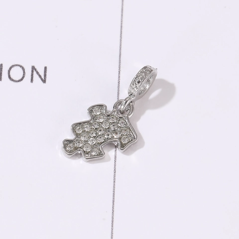 Fashion Alloy Rhinestone Puzzle Piece Pendant Charm For DIY Necklace Bracelet Making Women Minimalist Jewelry Accessories Gift