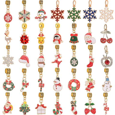 Pendentifs Charmes de Noël Alliage Émail Père Noël Bonhomme de Neige Renne Flocon de Neige pour DIY Bracelet Collier Bijoux