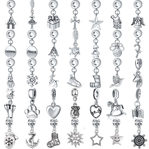 Breloques DIY de Noël en Alliage Argenté Père Noël Renne Flocon de Neige Sapin Pendentifs Pour Création Bijoux Bracelet Collier
