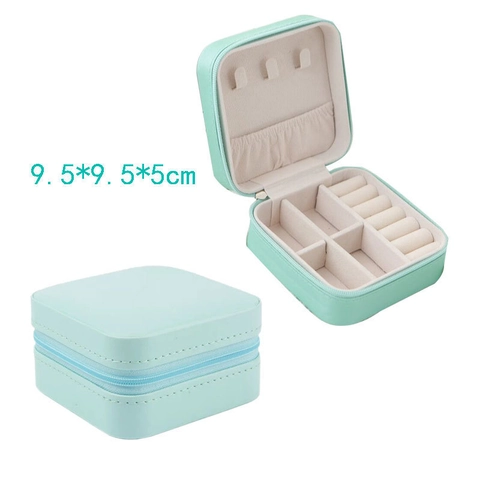 Portable PU Leather Jewelry Box Travel Mini Jewelry Organizer Case For Rings Earrings Necklace Storage Box For Women Girls