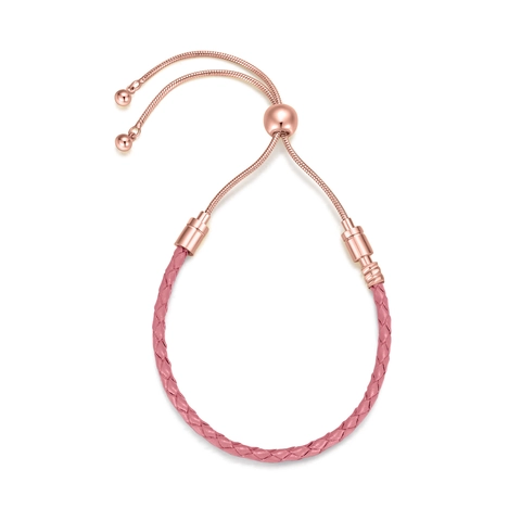 Gevlochten Rundleren Touw Armband Voor Dames Verstelbare Schuifsluiting DIY Kralen Basisketting Legering Slangenketting Sieraden