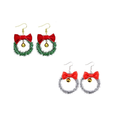 Orecchini Pendenti in Smalto di Lega a Tema Natalizio con Babbo Natale Cartone Animato Pupazzo di Neve Albero di Natale Campanello Fiocco Gioielli Regalo per Donna