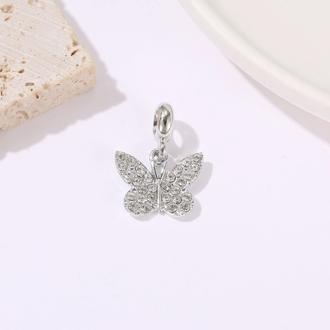 Funkelnder Legierung Schmetterling Anhänger Mit Klaren Strasssteinen Für DIY Schmuckherstellung Armband Halskette Damen Zubehör