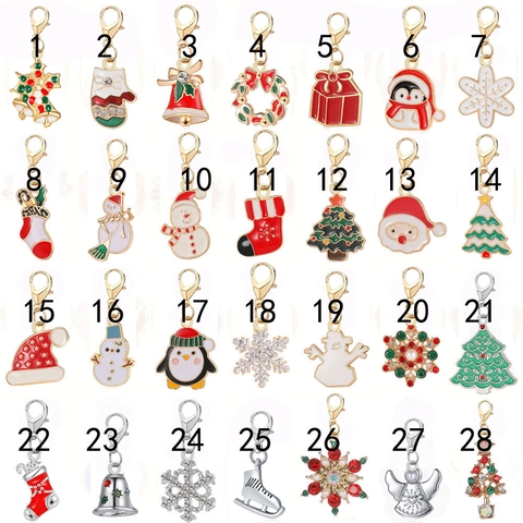 Pendentifs De Noël En Alliage Émaillé Avec Fermoir Mousqueton DIY Accessoires De Bijouterie Pour Collier Bracelet Flocon De Neige