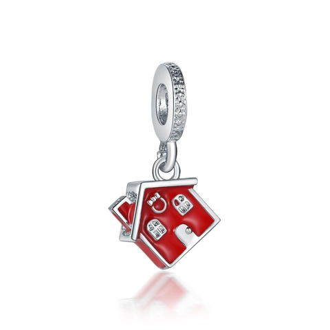 Roter Emaille Haus Anhänger Legierung Kleines Haus Anhänger Mit Strass Für Armband Halskette DIY Schmuckherstellung Weihnachtsgeschenk Damen