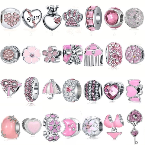 Breloques DIY Roses Pour Bracelets Alliage Émail Cœur Fleur Clé Couronne Zircone Perles Bijoux Femme Cadeau