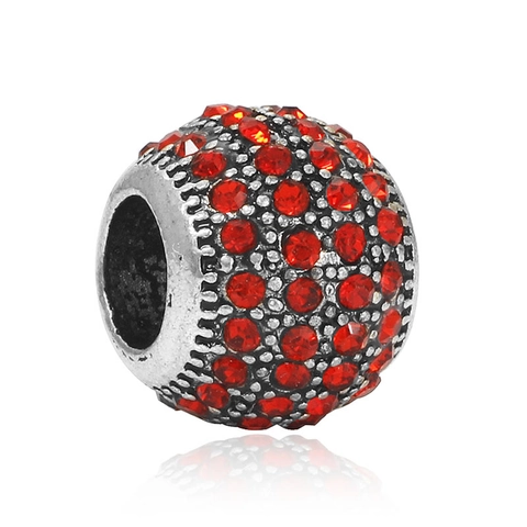 Alloy Pave Rhinestone Spherical Loose Beads DIY Bracelet Making Ethnic Style Colorful Crystal Ball Charms Jewelry Craft Accessory