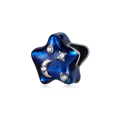 Legering Blauwe Emaille Ster Maan Bedel Kraal Met Zirkonia Ingelegd Voor DIY Sieraden Maken Armband Ketting Vrouwen Accessoire