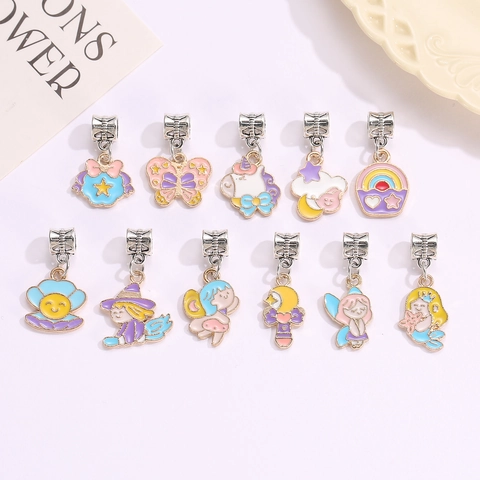 Legierung Emaille Cartoon Charms Einhorn Schmetterling Regenbogen Anhänger Für DIY Armband Halskette Herstellung Schmuck Zubehör Damen Kinder Geschenk