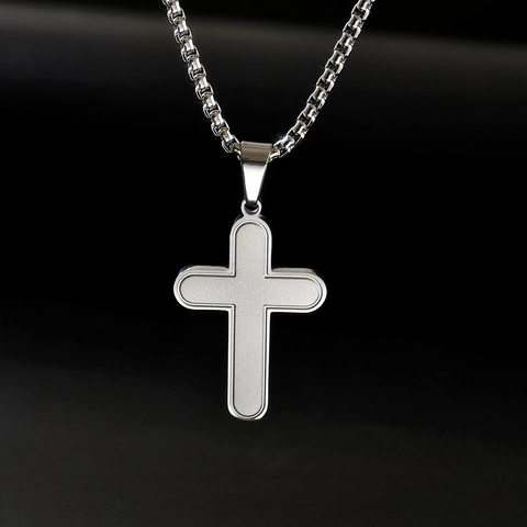 Vintage Stainless Steel Cross Pendant Necklace For Men Hip Hop Street Style Jewelry Gold Silver Black Religious Accessory