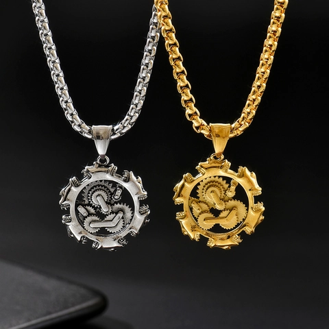 Steampunk Industrial Gear Pendant Necklace Stainless Steel Double Layer Mechanical Gear Design Punk Personalized Jewelry For Men Women