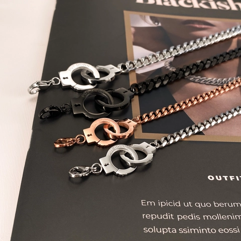 Titanium Steel Handcuff Bracelet With Unlock Put Down Engraved Cuban Link Chain Adjustable Unisex Fashion Jewelry Bracelet Accessories