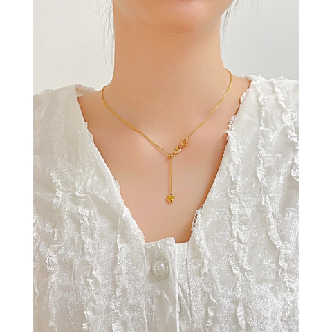Collar Con Colgante de Corazón de Acero de Titanio Minimalista para Mujer Gargantilla de Cadena Fina Ajustable Joyería Regalo Oro Plata