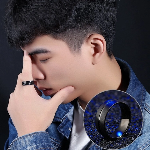 Heren Zwart Titanium Staal Ring Geborsteld Oppervlak Met Centrale Groef Moderne Punk Roestvrij Stalen Band Voor Mannen Sieraden Cadeau