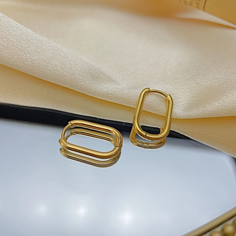 Minimalistische Geometrische Creolen Edelstahl Hochglanzpoliert Oval U-Form Gold Silber Schmuck Für Damen