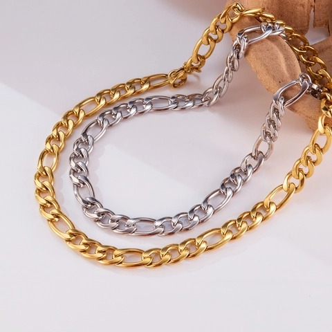 Edelstahl Figaro Panzerkette Halskette Für Herren Retro Hip Hop Mode Polierter Schmuck