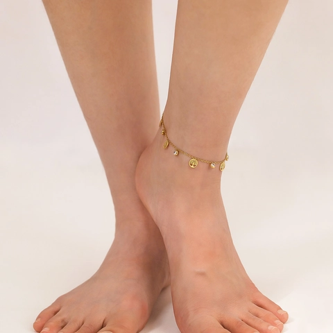 Stainless Steel Tree Of Life Anklet For Women Gold Color Zirconia Pendant Adjustable Foot Chain Fashion Jewelry Gift