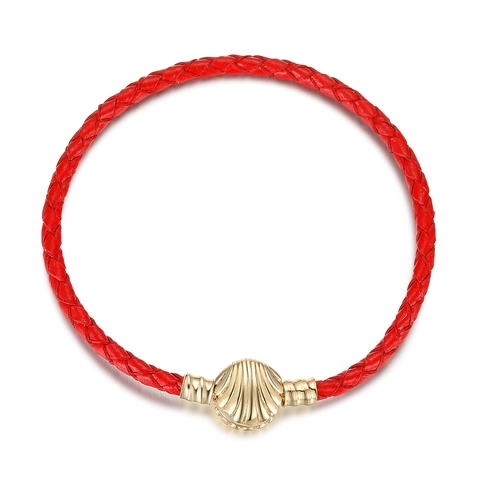 Sommer Geflochtenes Leder Seil Armband Mit Muschel Verschluss DIY Rotes Schwarzes Seil Basis Kette Marine Stil Damen Schmuck