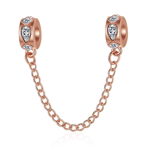 Legierung Zirkonia Sicherheitskette Für DIY Charme Armband Damen Mode Schmuck Zubehör Silber Roségold Vergoldet Stopper
