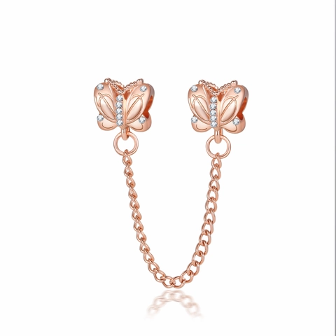 Schmetterling Legierung Strass Sicherheitskette Verbinder Für DIY Armband Charms Schmuckherstellung Zubehör Roségold Silber