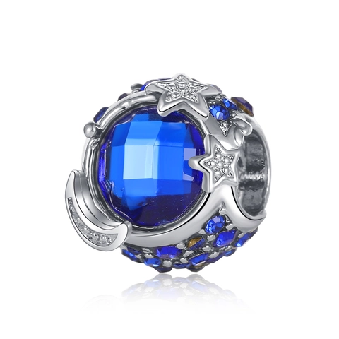Sternenhimmel Blaue Stein Charm Perle Legierung Stern Mond DIY Zwischenperlen Für Armband Herstellung Schmuckzubehör Damen