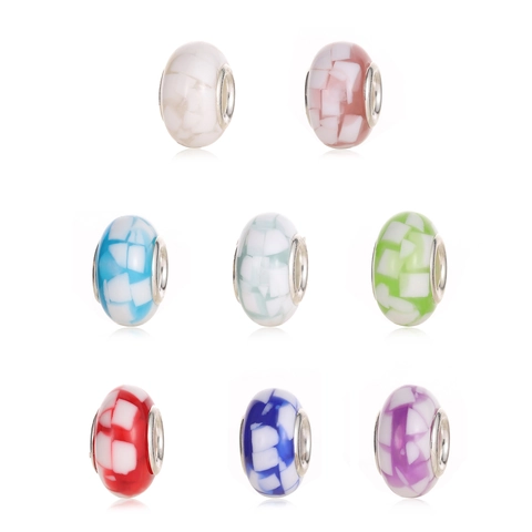 Handmade Colorful Mosaic Checkerboard Resin Glass Large Hole Beads For DIY Bracelet Necklace Jewelry Making Beads