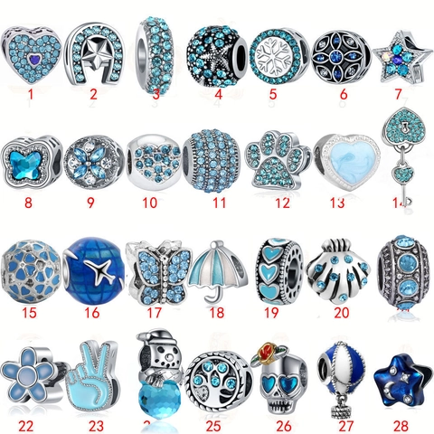 Breloques en Alliage Papillon Cœur Étoile Strass Bleu Plaqué Argent Émail Perles en Vrac pour la Fabrication de Bijoux DIY Bracelet Collier