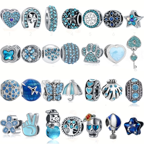 Breloques en Alliage Papillon Cœur Étoile Strass Bleu Plaqué Argent Émail Perles en Vrac pour la Fabrication de Bijoux DIY Bracelet Collier