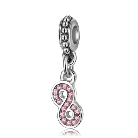 Infinity Symbol Number 8 Charm Alloy Rhinestone Inlaid Pendant For DIY Bracelet Necklace Jewelry Making Accessory Women