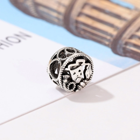 Cuenta Charm de Aleación Plateada con Diseño de Máscara de Teatro Hueca para Creación de Joyas DIY Pulseras Collares Sombrero de Mago Fantasma