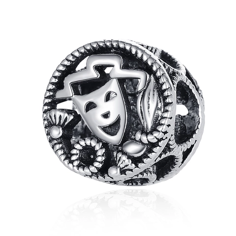 Cuenta Charm de Aleación Plateada con Diseño de Máscara de Teatro Hueca para Creación de Joyas DIY Pulseras Collares Sombrero de Mago Fantasma