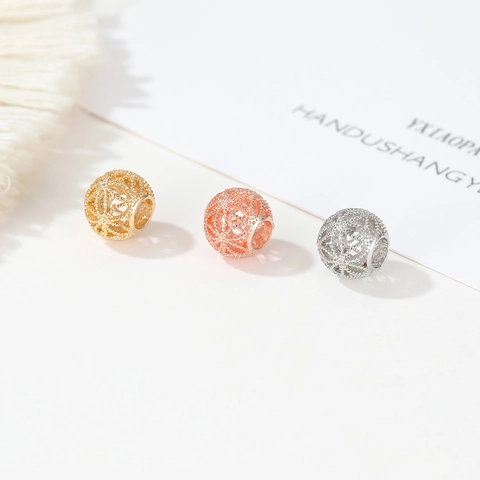 Dijes de Cuentas Florales Huecas de Aleación Galvanizada Cuentas Sueltas Geométricas para Pulsera Collar DIY Fabricación Joyería