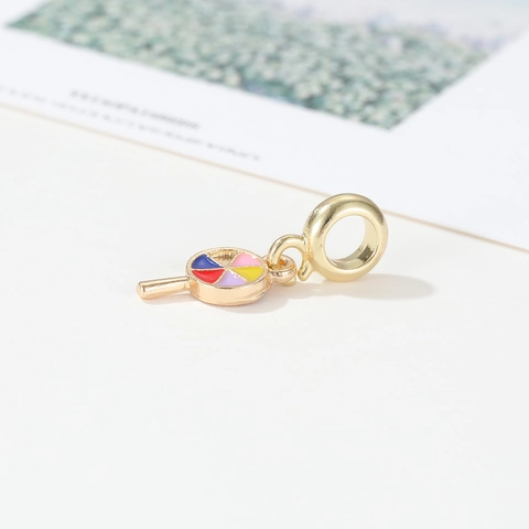 Colorful Lollipop Pendant Charm Alloy Enamel Cartoon Food Theme Accessory For DIY Jewelry Making Bracelet Necklace Handcraft