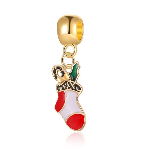 Alloy Enameled Christmas Stocking Charm For DIY Jewelry Making Bracelet Necklace Pendant Xmas Party Decoration Accessory