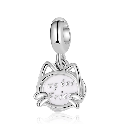 Cartoon Legierung Katze Anhänger DIY Schmuckherstellung My Best Friend Buchstabe Emaille Versilbert Tier Charm Für Armband Kette