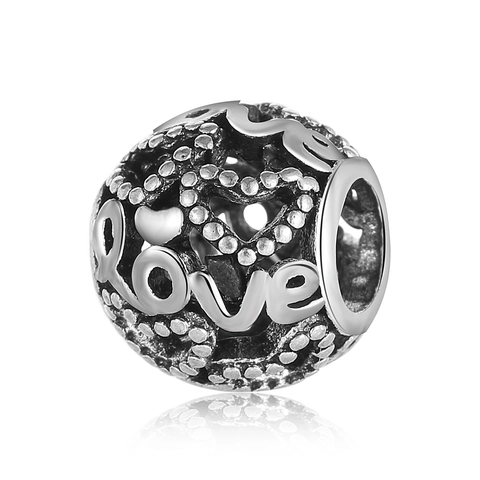 Cuentas Sueltas de Aleación Love Corazón Calado Étnicas Vintage Para DIY Pulsera Collar Joyería Hecha a Mano Charms