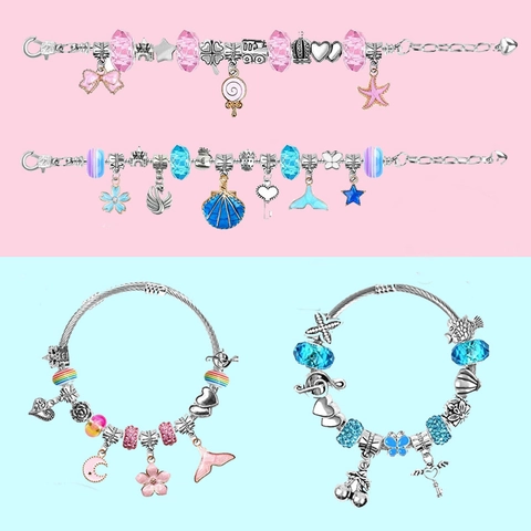 DIY Bedelarmband Maken Set Legering Hangers Emaille Kralen Met Sieradendoos Oceaan Eenhoorn Thema Cadeau Voor Meisjes Vrouwen