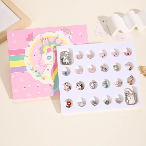 Calendario dell'Avvento di Gioielli Unicorno Conto alla Rovescia di Natale Kit per Creare Braccialetti DIY per Ragazze Con Ciondoli in Lega e Perline Rosa Scatola Regalo